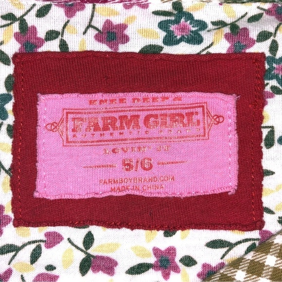 Farm Girl Authentic Pink, Green and Brown Button up Size 5/6 - Picture 2 of 11